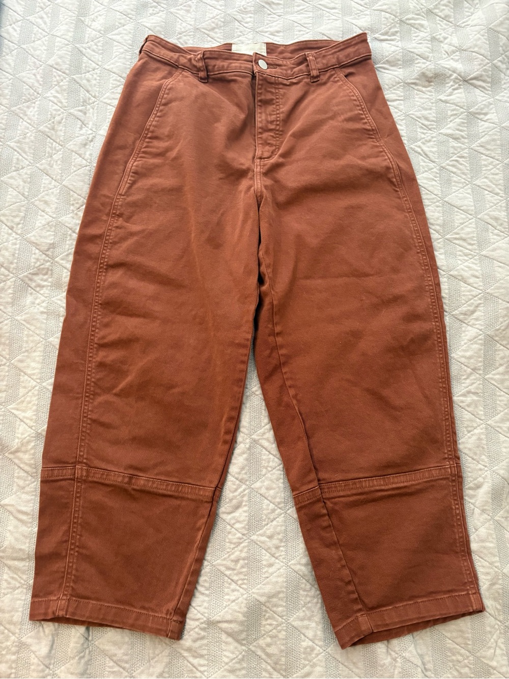 Everlane The Utility Barrel Leg Denim Jeans Size 12 Rosewood Brown Pants
